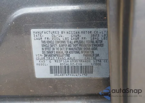 2016 Nissan Sentra Sv z USA, uszkodzony, nr VIN 3N1AB7APXGL671792